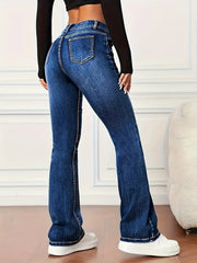 Blue MidStretch Bootcut Versatile Denim Women Jeans