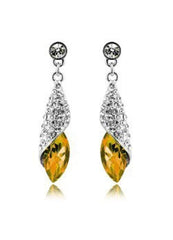 Blue Rhinestone Decorated Silver Metal Earrings