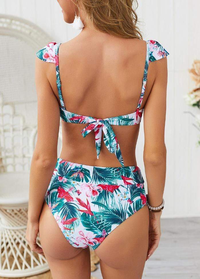 Bowknot Detail Printed Bikini Set