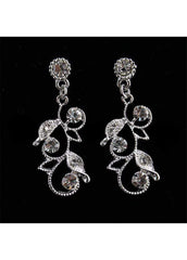 Butterfly and Flower Necklace and Rhinestone Embellished Earrings