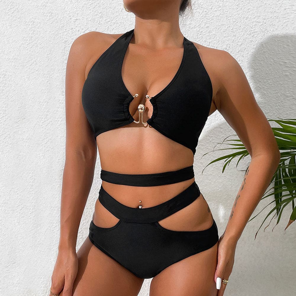 Strappy Cutout Notch Brazilian Bikini Swimsuit