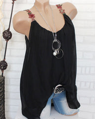 Floral Appliques Straps Blouse