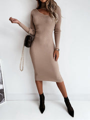 Women's Dresses Halter Cutout Long Sleeve Knit Dress