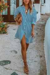 Stripe Long Sleeve Shirt Dress