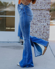 90s Vintage Distressed Split Hem High Waist Flare Jeans