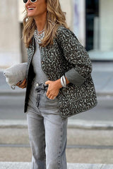 Leopard print stylish warm jacket