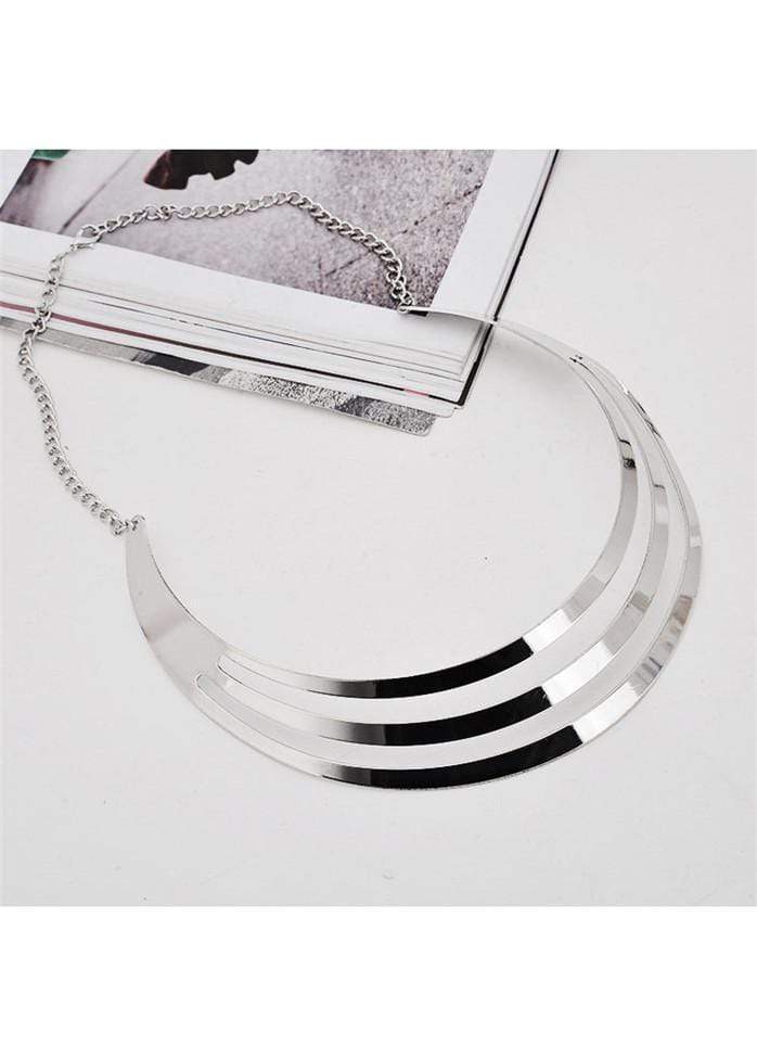 Chain Design Silver Metal Necklace for Woman