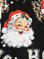 Christmas Santa Print Wide Leg V Neck Jumpsuit