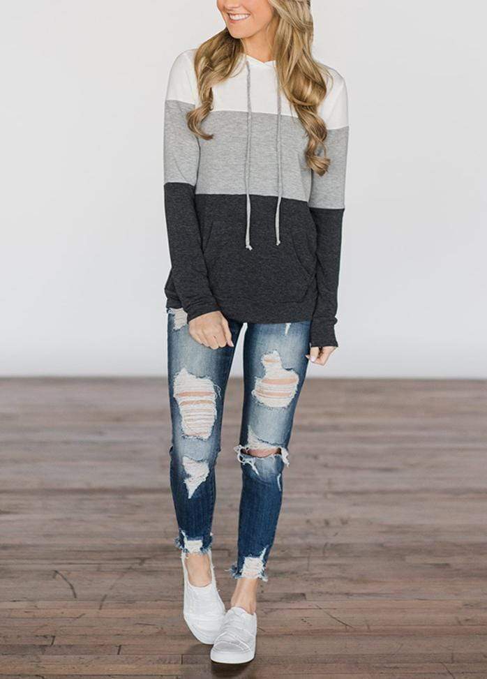 Color Block Long Sleeve Hoodie