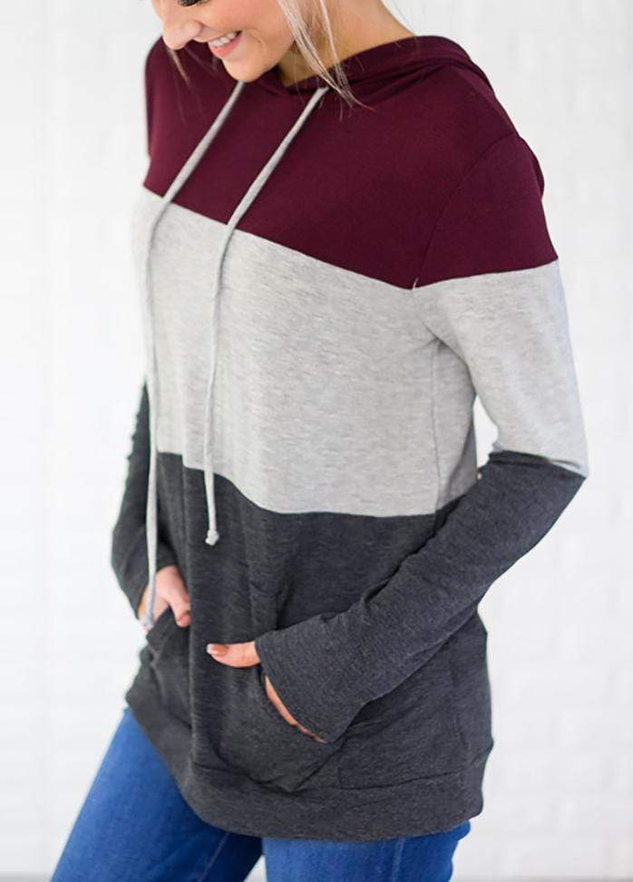 Color Block Long Sleeve Hoodie