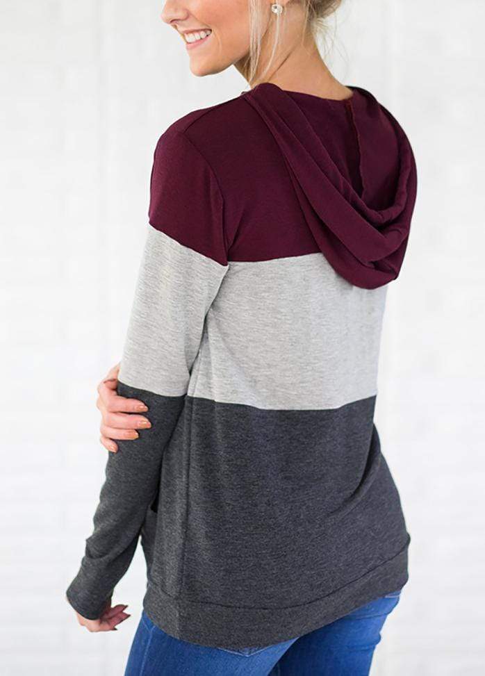 Color Block Long Sleeve Hoodie