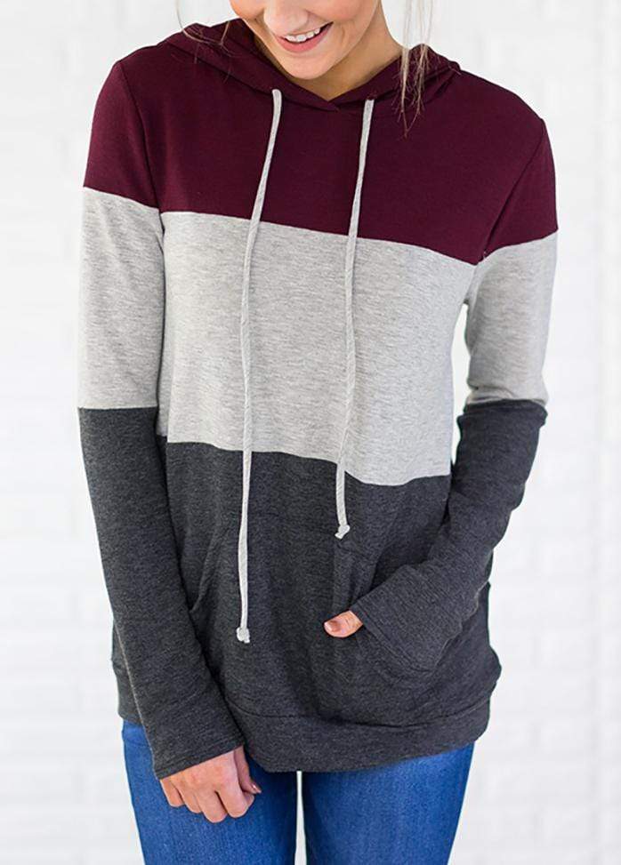 Color Block Long Sleeve Hoodie
