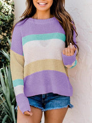 Color Block Round Neck Sweater