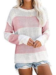 Color Block Round Neck Sweater
