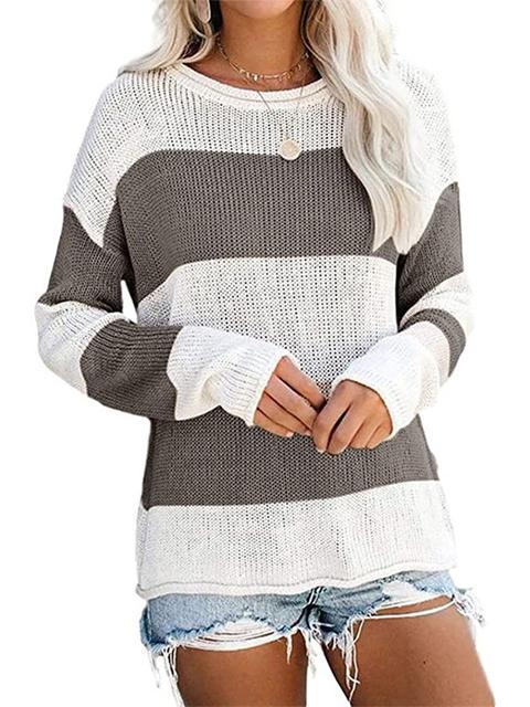 Color Block Round Neck Sweater