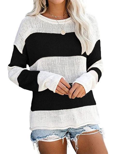 Color Block Round Neck Sweater