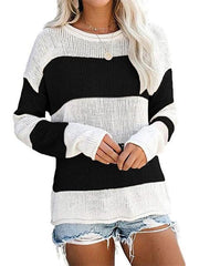 Color Block Round Neck Sweater