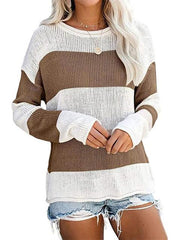 Color Block Round Neck Sweater