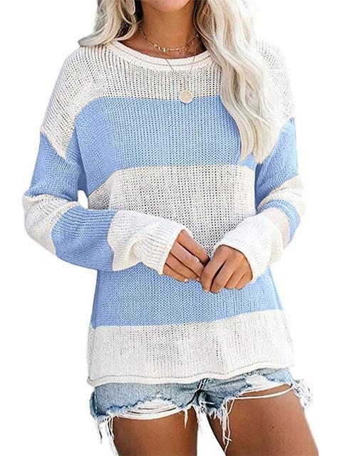 Color Block Round Neck Sweater