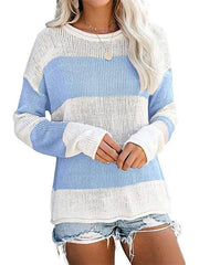 Color Block Round Neck Sweater