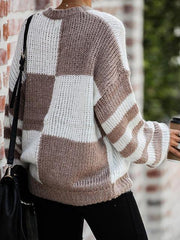 Color Block Striped Stitched Sweater