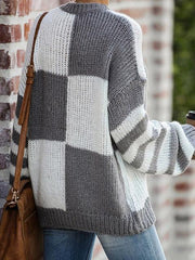 Color Block Striped Stitched Sweater