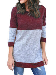 Color Block Thin Knitting Tunic Tops