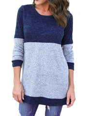 Color Block Thin Knitting Tunic Tops