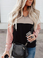 Color Block Zipper Up Sweatshirt
