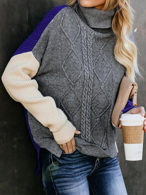 Colorblock Cable Knit Sweater