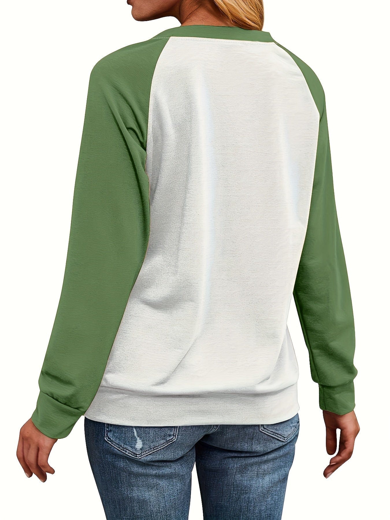 Cozy Christmas Tree Print Long Sleeve Crew Neck Pullover T-Shirt