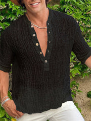 Summer New Personalized Street Men's Round Neck Tops Street Fashion Casual Loose Type Breathable Linen T-shirt Hot Models