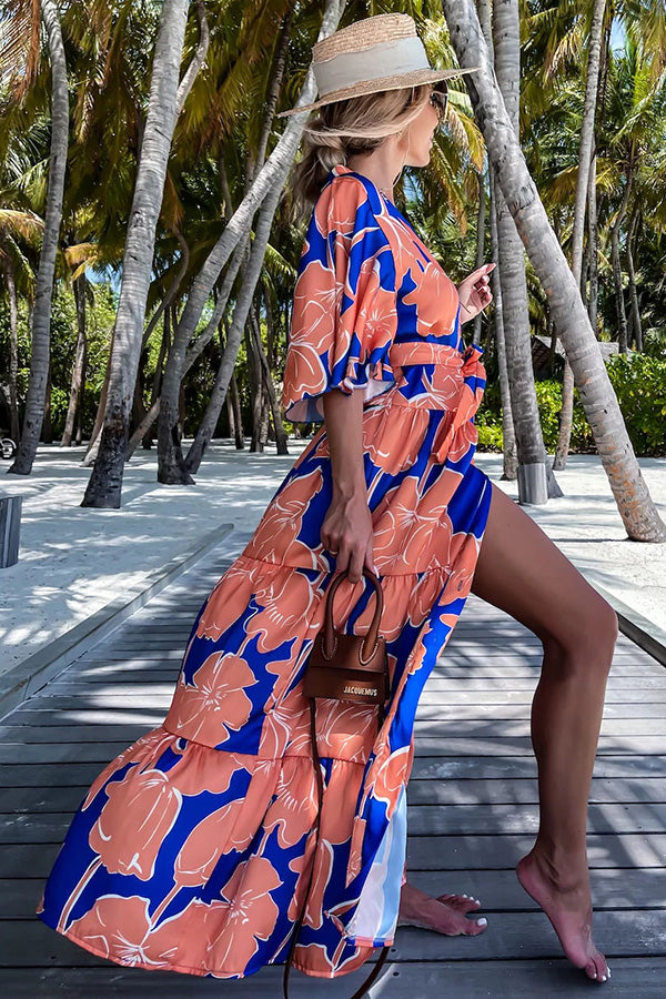 Sunshiny Days Floral Button Cover Up Maxi Dress