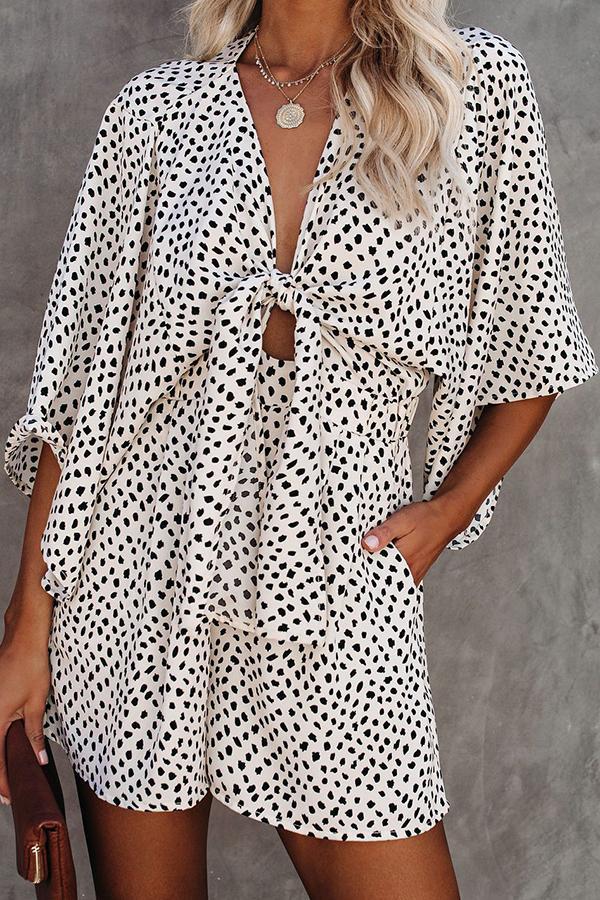 Well Behaved Printed Pocketed Tie Romper