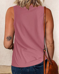 Letter Print Sleeveless Round Neck T-Shirt
