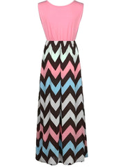 Casual Striped Sleeveless Maxi Dress, Crew Neck Vest Dress, Casual Every Day Dress, Women's Clothing