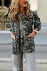 Leopard print stylish warm jacket