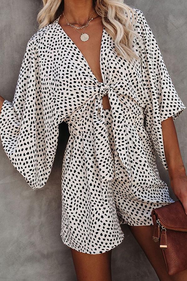Well Behaved Printed Pocketed Tie Romper