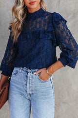 Finding Romance Lace Ruffle Sleeve Blouse