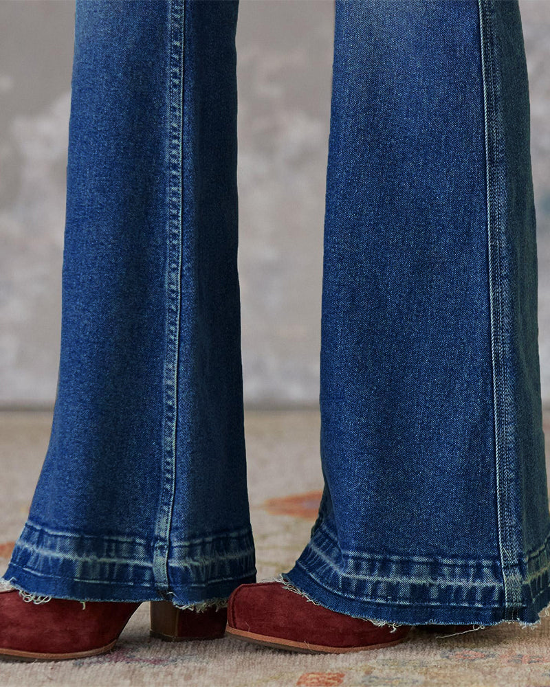 90s Vintage Wide Waistband Flare Jeans