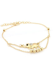 Elephant Shape Gold Metal Layered Anklet