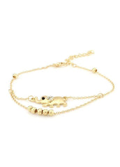 Elephant Shape Gold Metal Layered Anklet