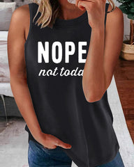 Letter Print Sleeveless Round Neck T-Shirt