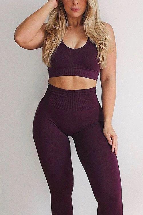 Solid Seamless Bra Leggings Set