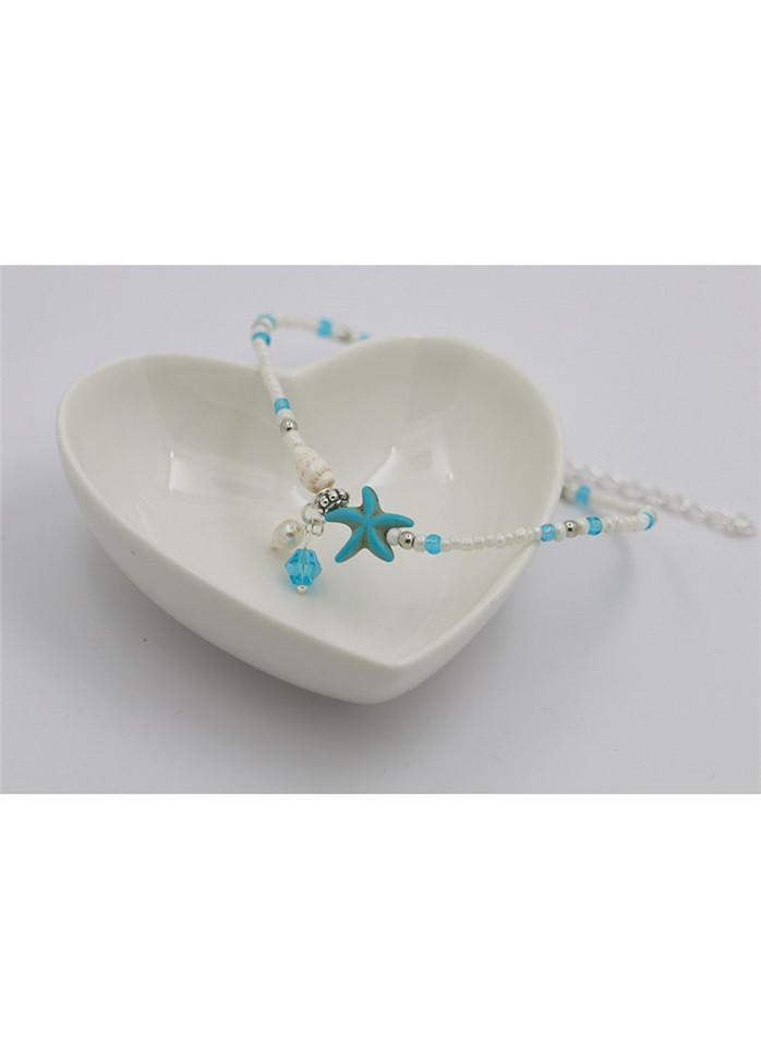 Faux Pearl and Starfish Decorated Anklet for Woman