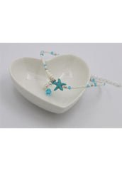 Faux Pearl and Starfish Decorated Anklet for Woman