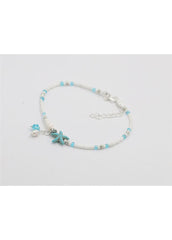 Faux Pearl and Starfish Decorated Anklet for Woman