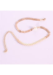 Fishbone Chain Faux Pearl Embellished Necklace