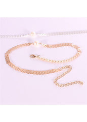Fishbone Chain Faux Pearl Embellished Necklace