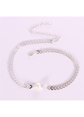 Fishbone Chain Faux Pearl Embellished Necklace